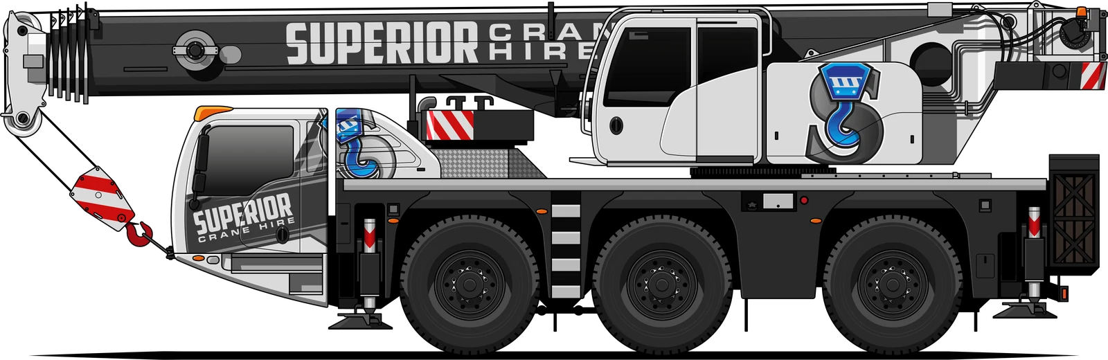 Side view of the Superior Terex Demag AC 55-3