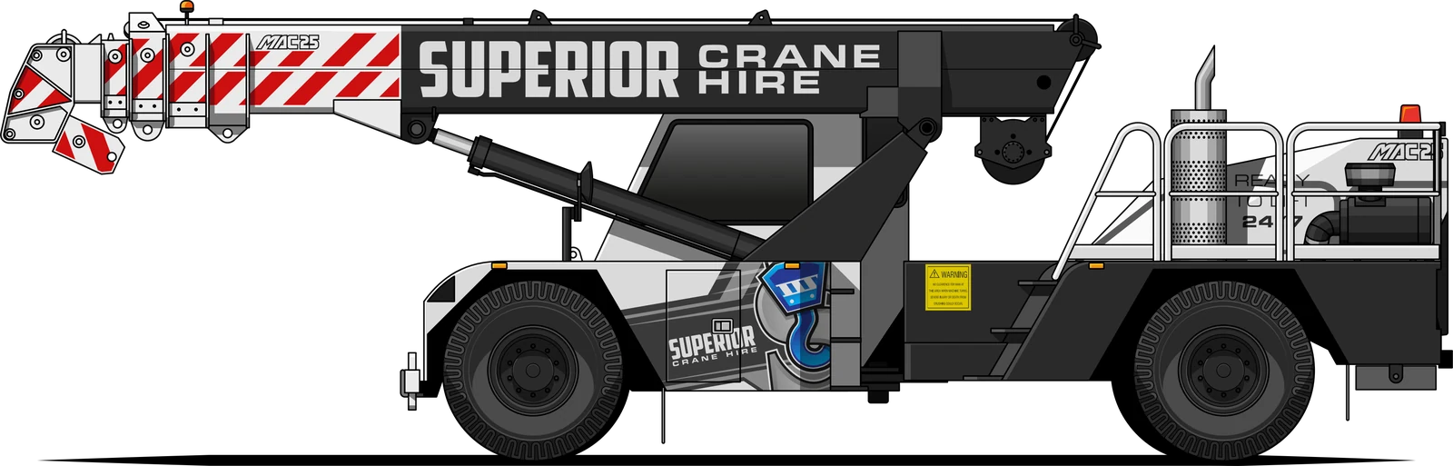 Side view of the Superior Terex Franna MAC 25 SL